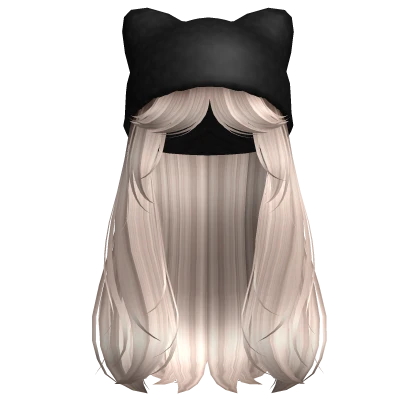 Wispy Layers w/ Cat Beanie in Platinum Blonde