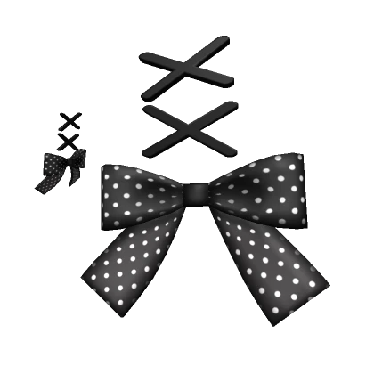 double black polkadot ribbon bow hairclips