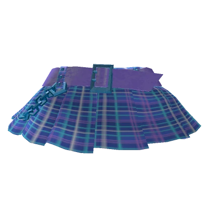 Chibi Y2K Blue Tartan Skirt with Chain