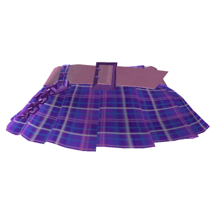 Chibi Y2K Purple Tartan Skirt with Chain