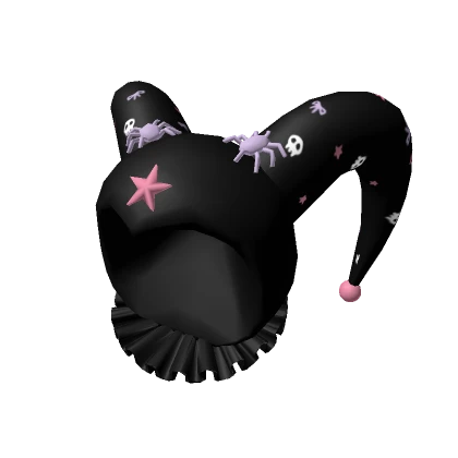 ☆ Black Kawaii Spider Spooky Jester Hood Hat ☆