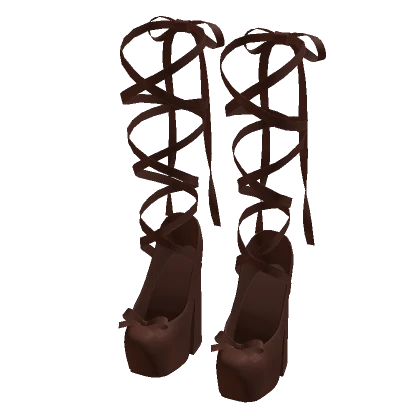 Soft ribbon ballet heels dark brown (It Girl)