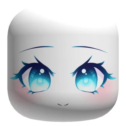 Happy Anime Face [Blue Eyes] - White