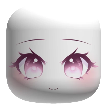 Happy Anime Face [Pink Eyes] - White