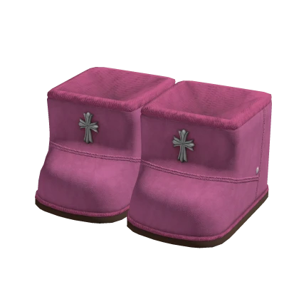 Pink and Brown Chrome Cross Boots