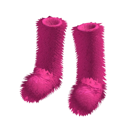 Hot Pink Fur Fuzzy Furry Boots Y2K