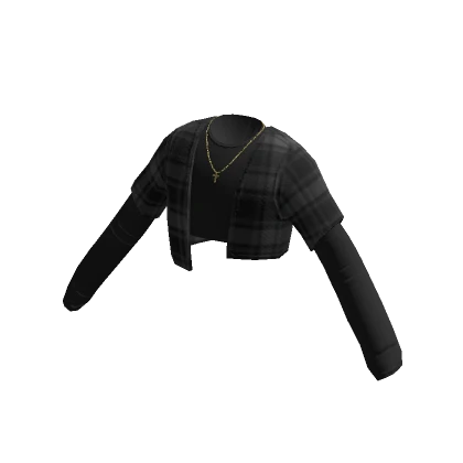 grey plaid jacket/ chain