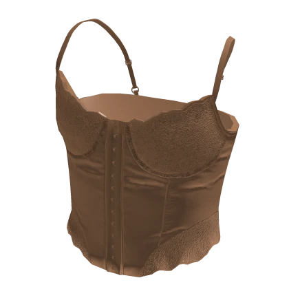 Latte Beige Lace Strap Corset Top Y2K, Chibi