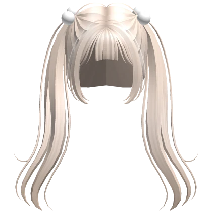 Beige Pigtails with Pom Poms