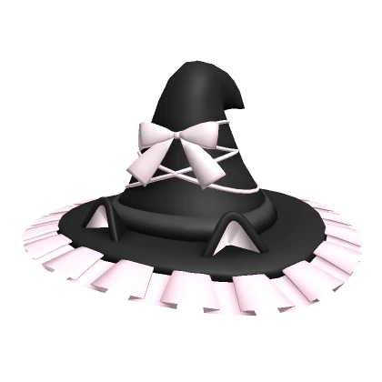 kawaii black ruffled cat witch hat 