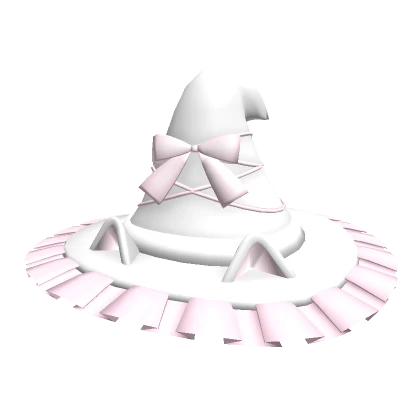 kawaii white ruffled cat witch hat 