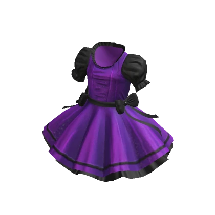 Lovely Ruffled Frilly Dress - Purple Black