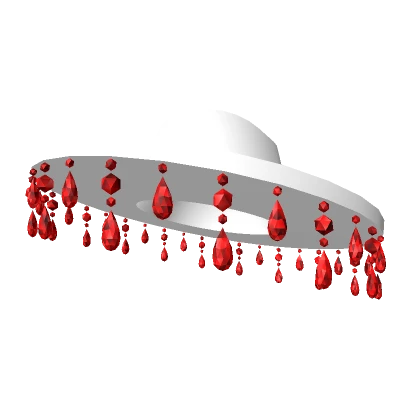 Dripping Blood Red Crystals Tassel White Hat