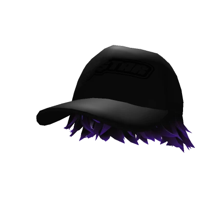 Messy Black & Purple Hair W/ Trendy Hat