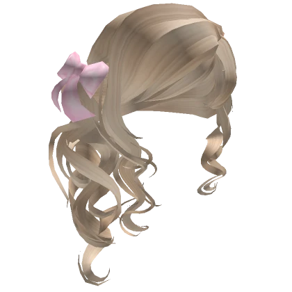 Cutesy Curly Pink Kawaii Bow Ponytail Blonde