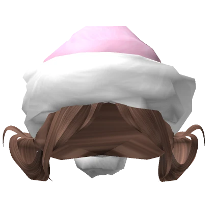 cheap brown hair with pink santa hat