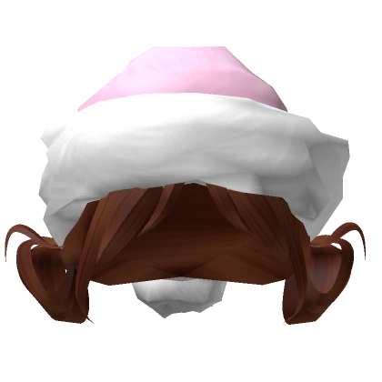 cheap brown hair with pink santa hat