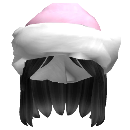 cheap black hair with pink christmas santa hat