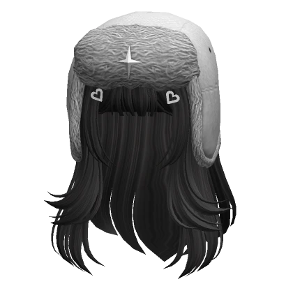 Layered hair w/ white ushanka in Black