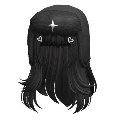 Layered hair w/ white Ushanka in Black