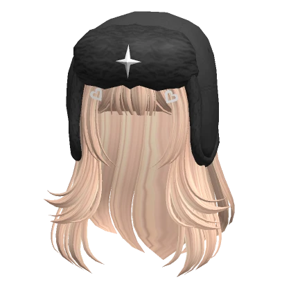 Layered hair w/ black ushanka in Blonde