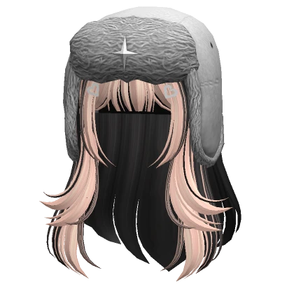 Two tone layered hair w/ white ushanka in Blonde