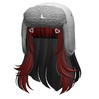 Two tone layered hair w/ White ushanka in Red