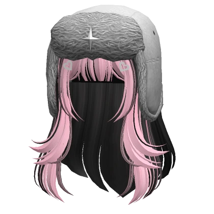 Two tone layered hair w/ white ushanka in Pink