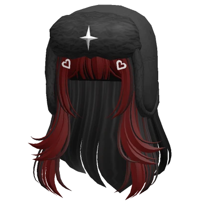 Two tone layered hair w/ black ushanka in Red