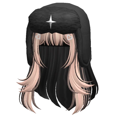 Two tone layered hair w/ Black ushanka in Blonde