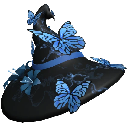 Blue Butterfly Witch Hat