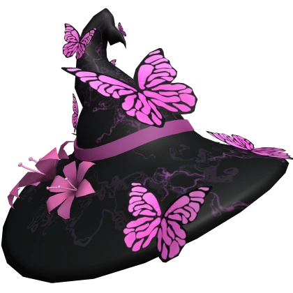 Pink Butterfly Witch Hat