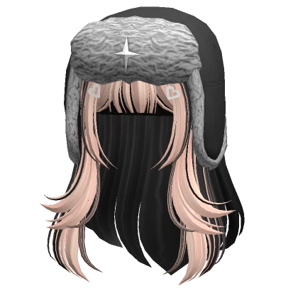 Two tone layered hair w/ Black ushanka in Blonde