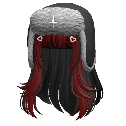 Two tone layered hair w/ Black ushanka in Red