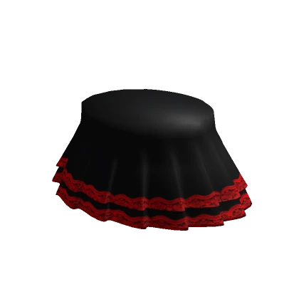 red lace on a black ruffled mini skirt