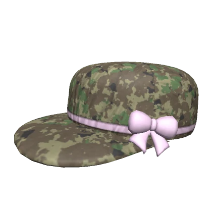 ♡ camo kawaii bow army cap