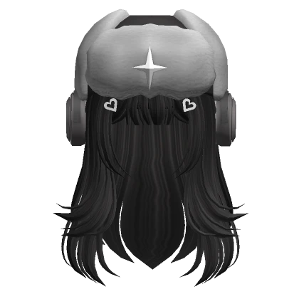 Layered hair w/ Ushanka & headphones in Black