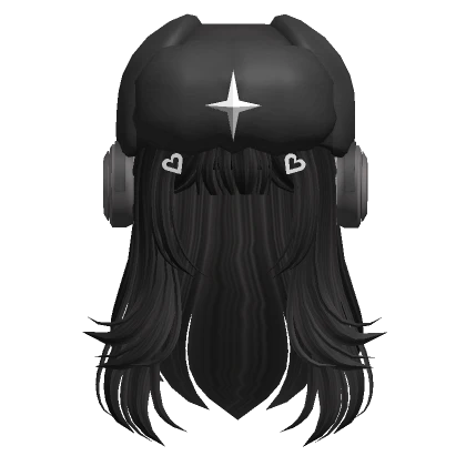 Layered hair w/ Ushanka & headphones in black