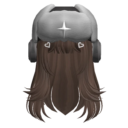 Layered hair w/ ushanka & headphones in Brown