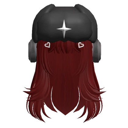 Layered hair w/ ushanka & headphones in Red