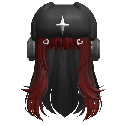 Two tone hair w/ ushanka & headphones in Red