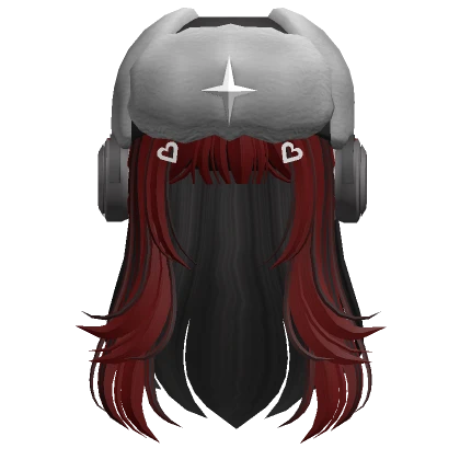 Two tone hair w/ ushanka & headphones in Red