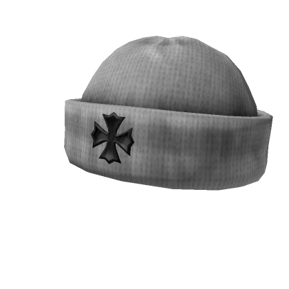 Y2K Punk Chrome Cross White Beanie