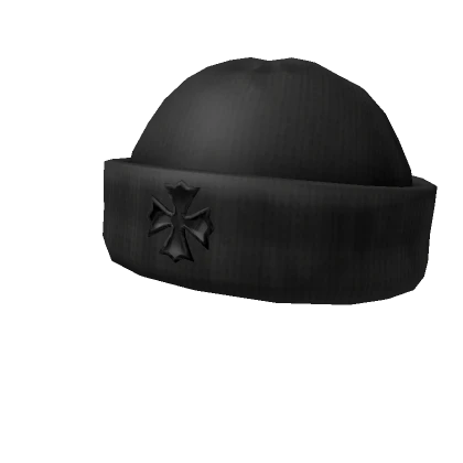 Y2K Punk Chrome Cross Black Beanie