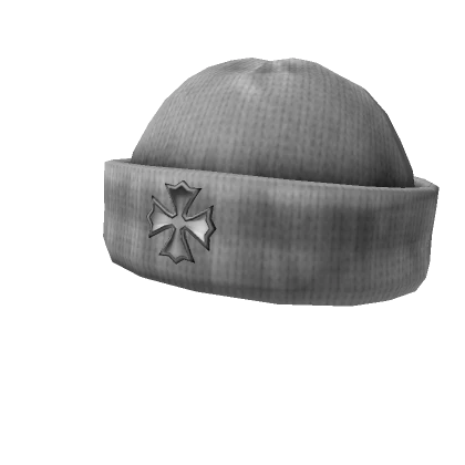 Y2K Punk Chrome Cross White Beanie