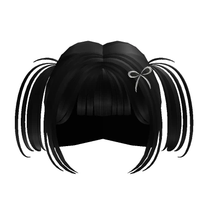 ɞ | adorable simple black bow pigtails