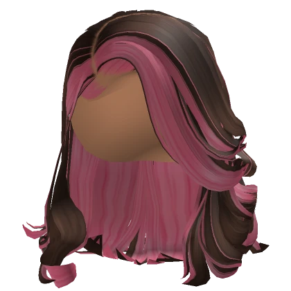 Brown Fluffy Side Part In Pink Skunk Stripe