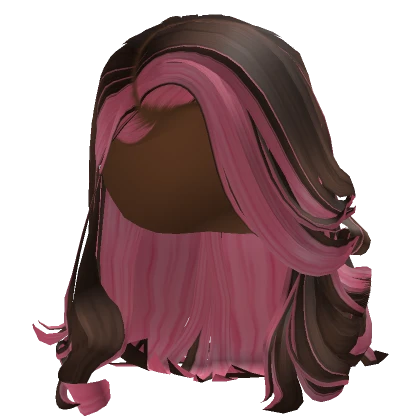 Brown Fluffy Side Part In Pink Skunk Stripe