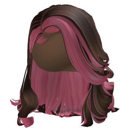 Brown Fluffy Side Part In Pink Skunk Stripe