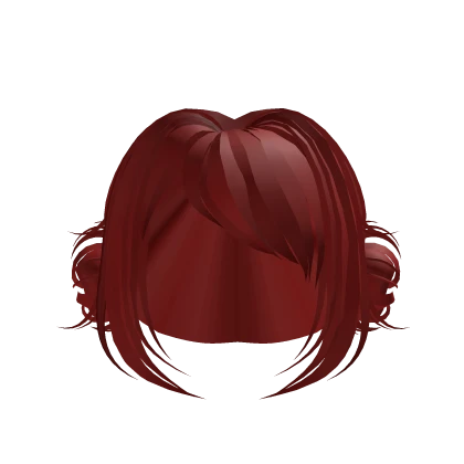 Kawaii Buns w/ Side Short Red Bangs